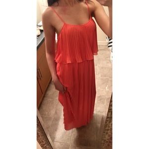 Forever 21 Pleated Maxi Dress Coral Small